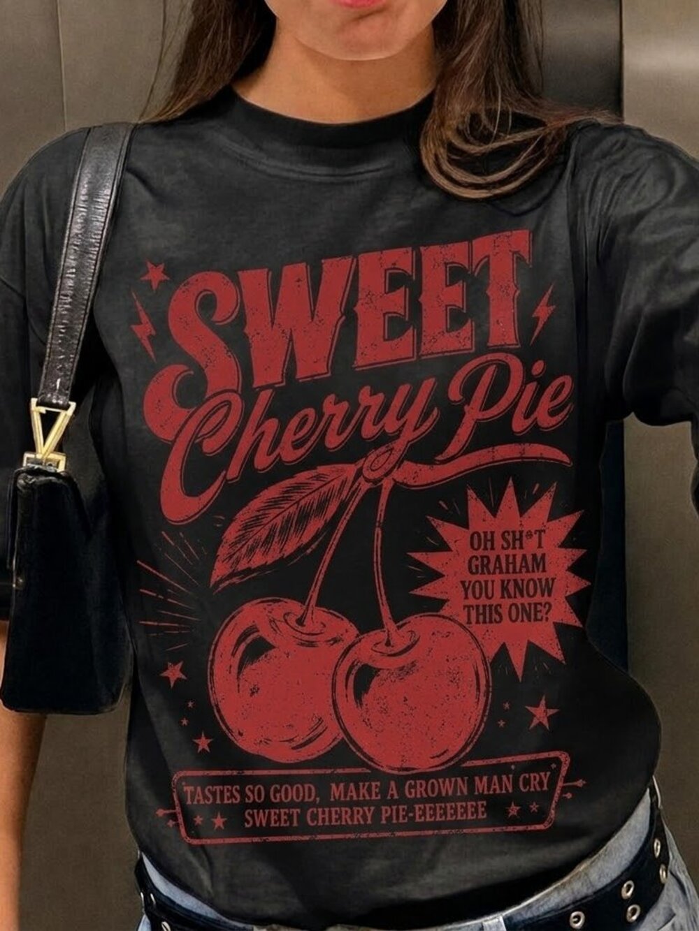 Sweet Cherry Pie Retro Graphic Tee, Off Campus Fan Shirt